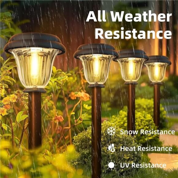 solar pathway lights outdoor waterproof stainless steel warm white garden yard s - Picture 4 of 7